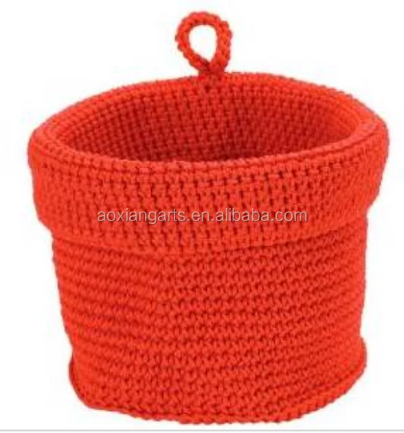 hanging cute cotton rope knitted gift basket from chinese