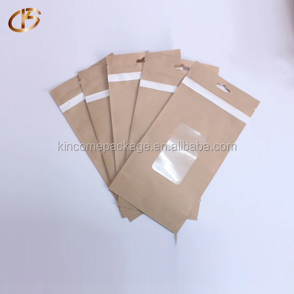 custom resealable reusable stand up zip lock kraft paper poly