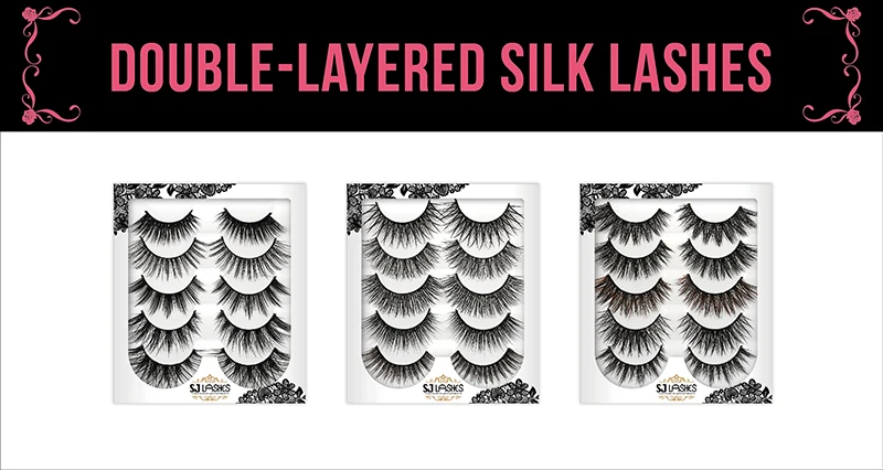 Private Label Custom Packages Double-layered Silk Strip Eyelashes