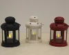 SMALL METAL HEXAGON LANTERN WITH LED PLASTIC TEA LIGHT, BATTERY OPERATED