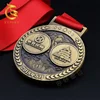 3D zinc alloy super quality sand marathon neck ribbon medal