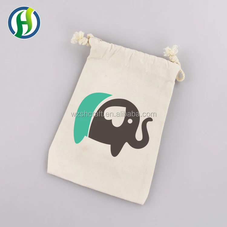 drawstring pouch christmas gift bag cotton custom printed muslin