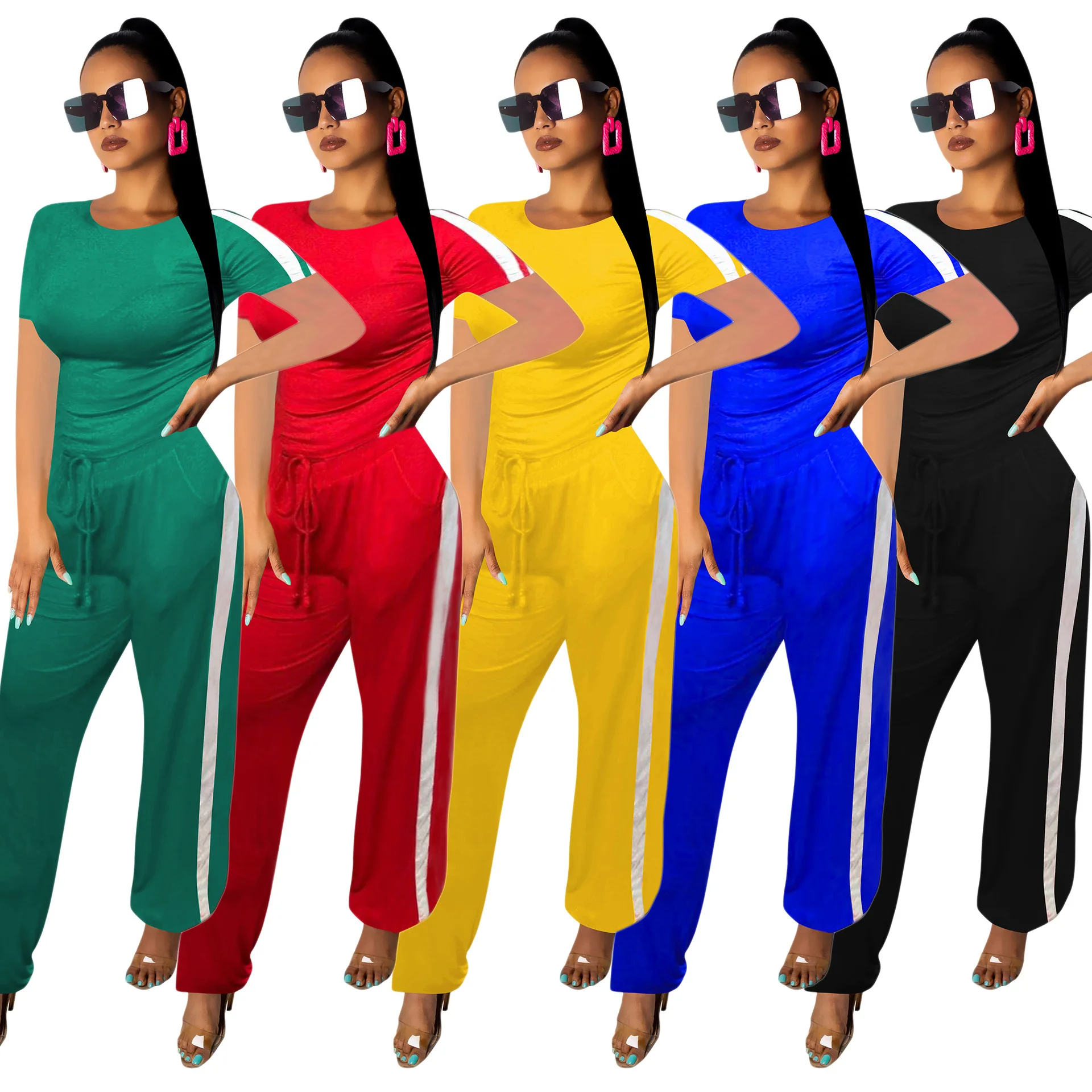FM-CM549 Hot Selling Side Strips Leggings and Tops Fitness Loose Sports Wear Sets Pants and T-shirt, As pictures
FM-CM549 Hot Selling Side Strips Leggings and Tops Fitness Loose Sports Wear Sets Pants and T-shirt, As pictures