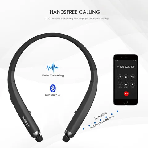 Slim Neckband Wireless outdoor sport using headset foldable retractable headphones - ANKUX.COM