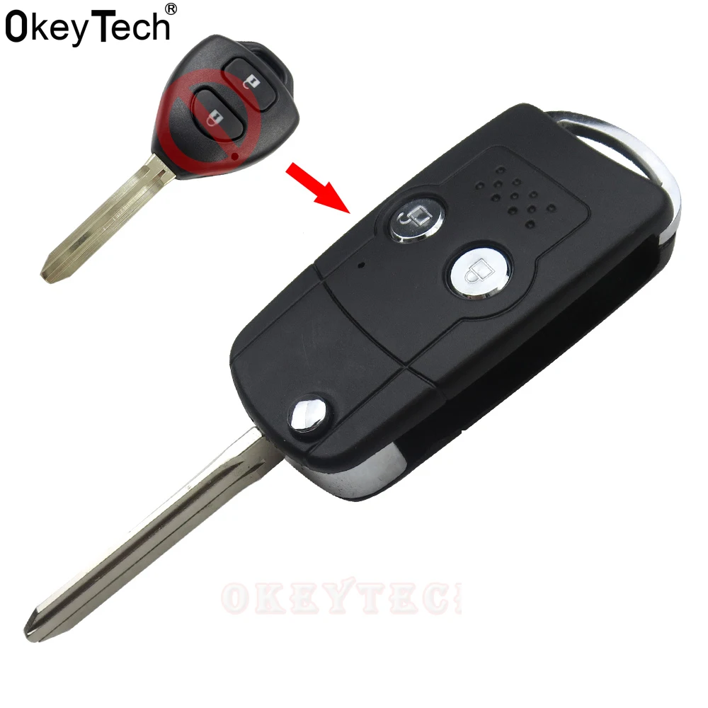 OkeyTech New Styling Replacement 2 Button Modified Folding Flip Remote Car Key Shell Good Quality for Toyota Corolla Yaris Hilux