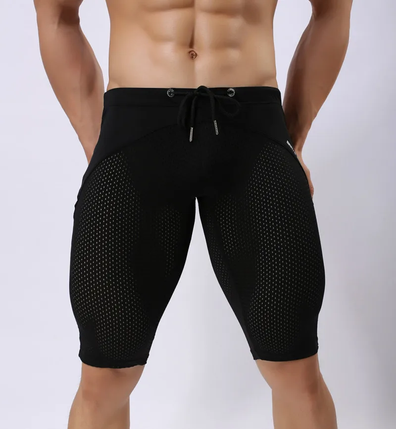 smart casual shorts mens BRAVE PERSON Summer Style Breathable Mesh Men Tight casual Shorts Bodybuilding Solid Tights Mesh Shorts sexy Transparent Shorts casual shorts for men