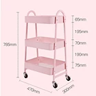 Small size 3-tier Kitchen Bedroom 4 wheels Mobile File Fruit Service Hand carts for sales