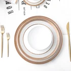 28 Ceramics Hotel Restaurant Catering Banquet Bone China Gold Rimmed Ceramic Thin Plate