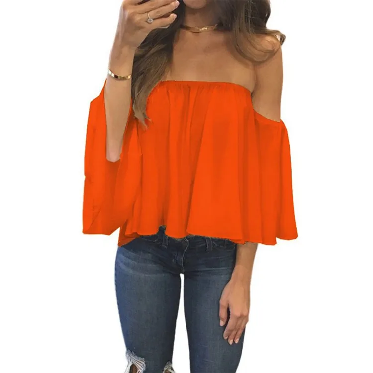 Wholesale Fashion Women Tops Off Shoulder Chiffon Blouses, Navy;black;red;yellow;green;win
Wholesale Fashion Women Tops Off Shoulder Chiffon Blouses, Navy;black;red;yellow;green;win