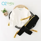 Q2-baby Fashion Long Sleeve Unisex Boys Baby 2Pc Sport Kids Clothing Sets For Girls