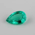 Wholesale Dark green 7x10mm Pear shape Created Hydrothermal Columbia Emerald