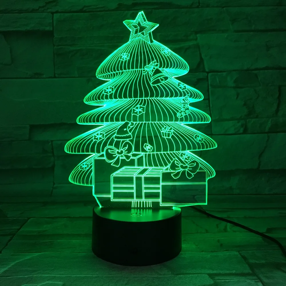 3D Weihnachten Baum LED Schreibtisch Tisch Licht Lampe 3D Nacht licht 7 farben ändern 3d illusion lampe für wohnkultur