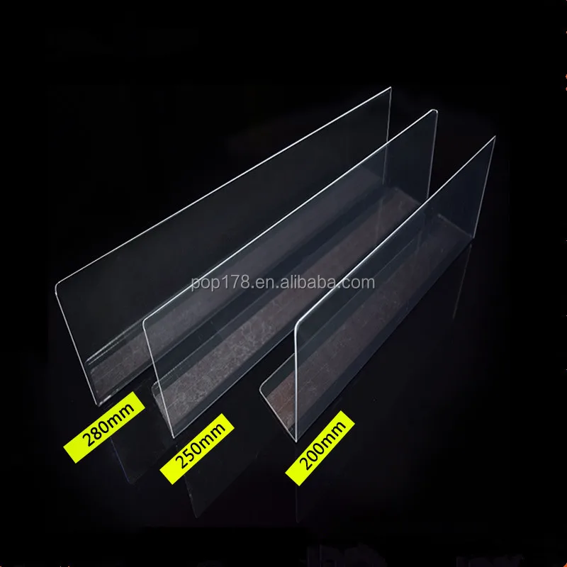 clear plastic shelf divider with magnetic strip