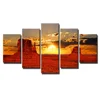 Nature Landscape Art Sunset Desert Scenery 5 Multiple Panels Canvas Wall Painting