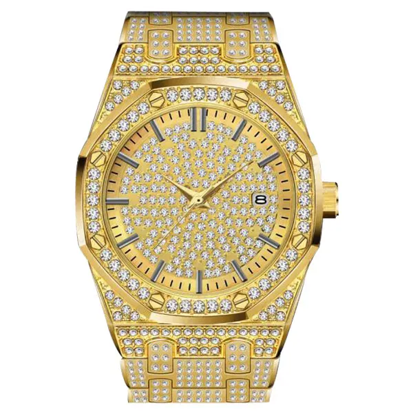 CZ micro pave diamond watch Japan quartz movement 18k gold watch with date, Silver/gold/rose gold
CZ micro pave diamond watch Japan quartz movement 18k gold watch with date, Silver/gold/rose gold
