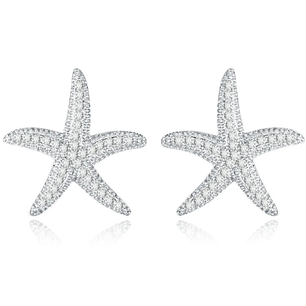 925 Sterling Silver Starfish Earrings with Clear CZ Stud Earring for Women Fashion Jewelry Party Brincos Femin
925 Sterling Silver Starfish Earrings with Clear CZ Stud Earring for Women Fashion Jewelry Party Brincos Femin