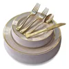 Disposable Gold Coated Plastic Cutlery Gold Rim Plate