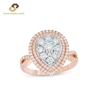 925 Pear Shape Engagement Ring Rose Gold Pating Cluster Frame Rings