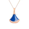 New Arrivals Fashion Jewellery Pendant Necklaces Blue Ceramic CZ Stones Rose Gold Plated 925 Sterling Silver Jewelry