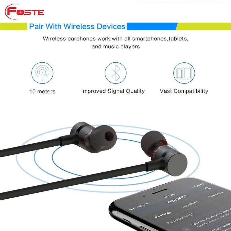 Foste-HT9 New arrival,and hot sale bluetooth V4.0 stereo headset, mini wireless sport bluetooth headphone with mic - ANKUX.COM