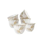 Wholesale Arabic Luxury Ceramic Gold Rim Porcelain Cawa Coffee Cups Set of 6