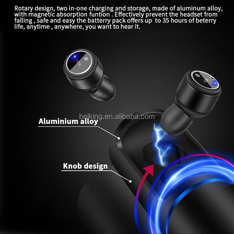 True Wireless 5.0 Bluetooth Headset IPX5 Waterproof TWS Stereo Sports Earphones Earbuds with Charging Case - ANKUX.COM