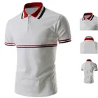PS1026 Fitted Turn-Down Collar Stripes short sleeves Men's Polyester Polo Shirt