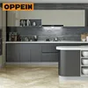 OPPEIN Free Design High End High Gloss Black Color Lacquer Painting Modern Set Kitchen Cabinets