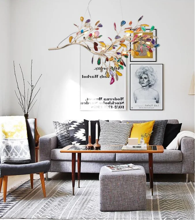 Zhongshan factory price Modern Natural Agate Living Room Hotel iron lighting Chandeliers