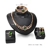 African 18K Gold Emerald Statement Charms Necklace Bracelet Earring Women Wedding Jewellery Jewelry Set