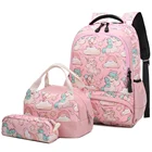 Kids Bookbags Set Teens Shoulder Bags and Lunch Tote Bag Pencil Case Girls School Bags Unicorn Backpack