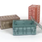 Amazon Hot Selling Large Capacity Folding Security Attach Lid Plastic Storage Box Stackable