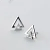 925 Sterling Silver Simple Geometric Round Square Triangle Ball Natural Zircon Stud Earring Fine Jewelry for Women