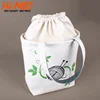 Custom Reusable Draw String Closure Tote Printed Canvas Crochet Knitting Yarn Ball Storage Project Bag With Inside Pockets