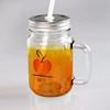 Hot Sale Custom Glass Mason Jar Mug With Lid Handle Straw Juice Tea Coffee Beer For Sublimation Mason Jar