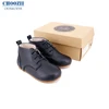 Manufacturer Wholesale Premium Cow Leather Lace Up Kids Ankle Boots Shoes with Rubber Sole