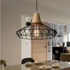 Wood vintage Cage Pendant Light,Modern Wrought Iron Chandelier,High Quality Cage Shade Hanging Lamp
