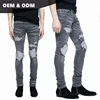 OEM latest design your logo european style custom jeans label lots bulk men super skinny ripped stretch biker jeans 0030