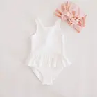 Ruffle kids baby girls swimwear custom lovely little girls swimsuit