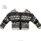 kids sweater/girls' mohair jacquard cardigan with special knitting pattern