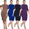 2019 plus size women clothing big size short sleeve casual mid-skirt o-neck irregular dresses 5xxx for sexy lady