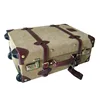 Canvas and leather trolley travel luggage