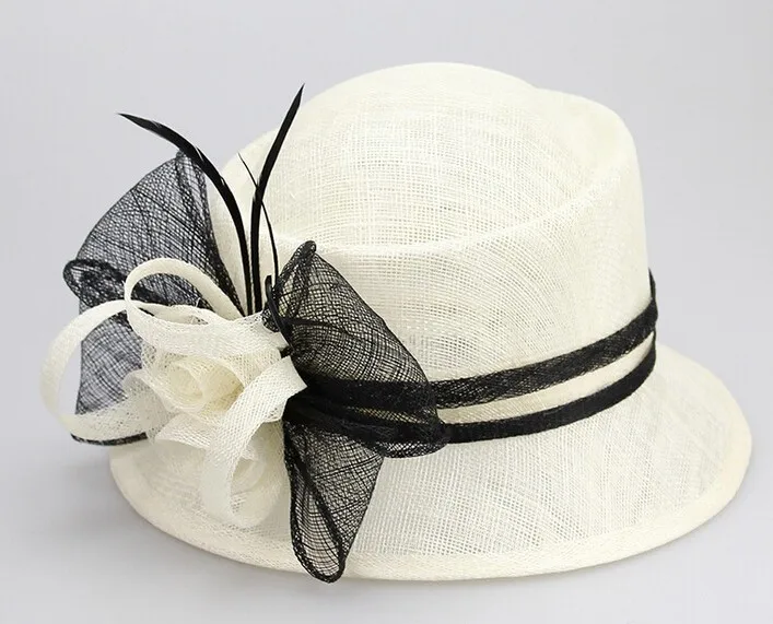 Wholesale Elegant Quality White Church Hats Sinamay Ladies Hats For