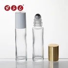 clear 10ml glass empty perfume roll on bottle with gold aluminium cap