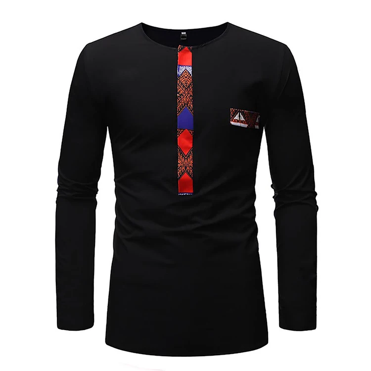 2019 Curvy Black Contrast Color Patchwork Long Sleeve Male T-Shirt African Dashiki For Men
2019 Curvy Black Contrast Color Patchwork Long Sleeve Male T-Shirt African Dashiki For Men