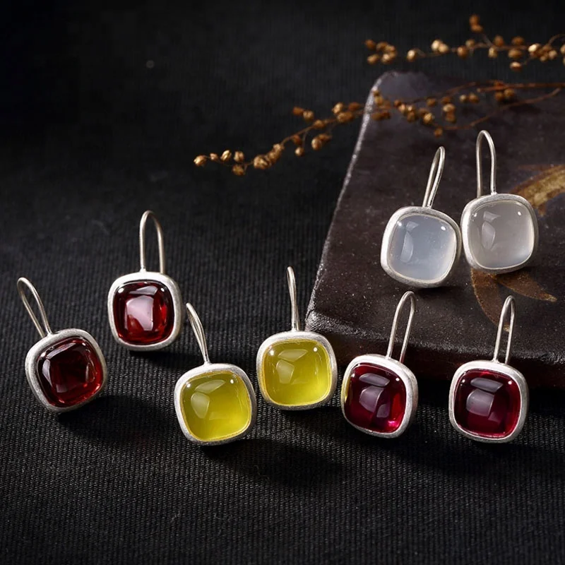S 990 Fine Silver Jewelry Women Luxury Natural Chalcedony Earrings Evening Dress Statement Retro Square Bijoux
S 990 Fine Silver Jewelry Women Luxury Natural Chalcedony Earrings Evening Dress Statement Retro Square Bijoux