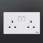 Excellent quality white pc metal 13A outlet function switch 2 gang uk wall twin switch socket ultra slim 2 gang socket