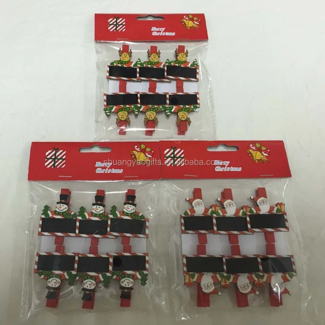 christmas wooden santa claus / deer /snowman peg with mini black