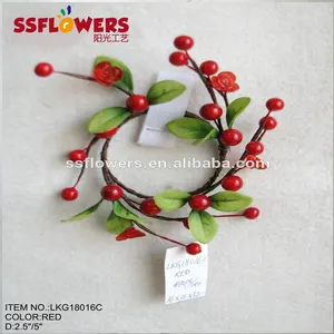 red berry candle ring with special plastic flower for christmas