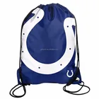Promotional waterproof drawstring backpack nylon polyster foldable shopping bag with custom logo